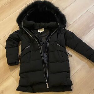 Derek Lam Black Puffer Coat with Fur Hood